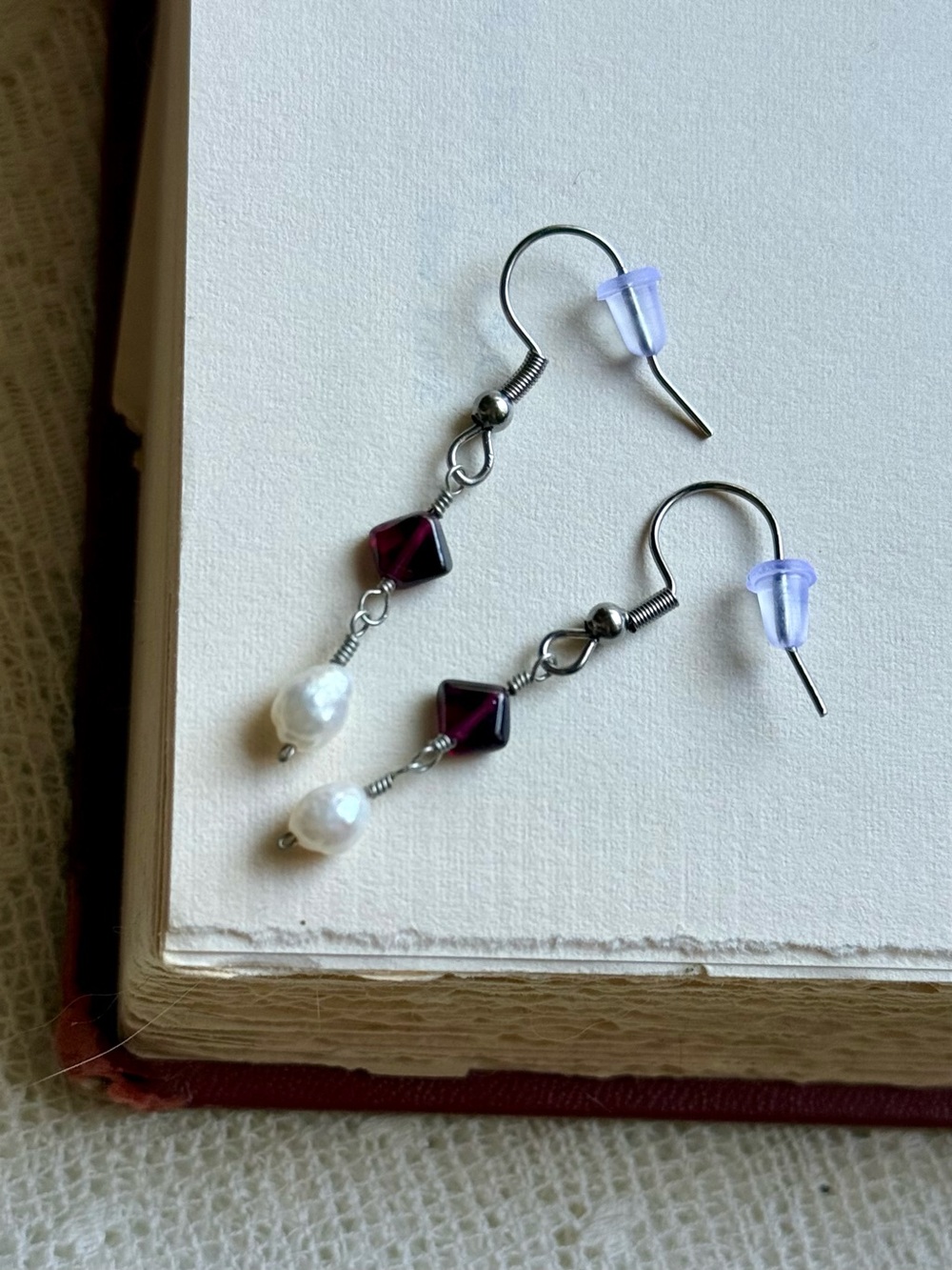 Garnet & Pearl Earrings